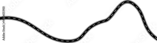 Winding road or highway way. Street map icon. Vector isolated illustration
