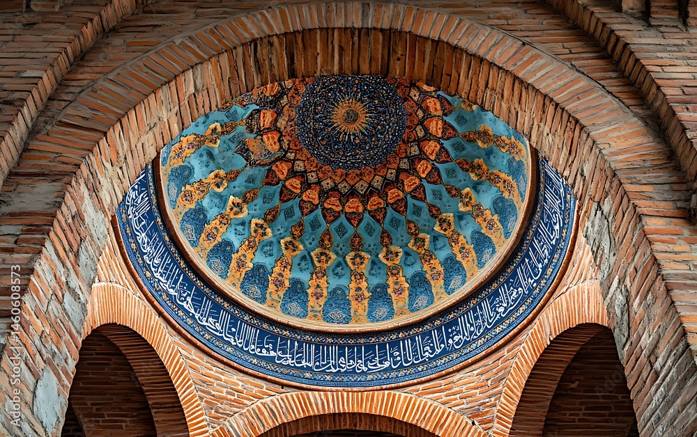 Naklejka premium Ornate Dome and Brickwork of a Mosque