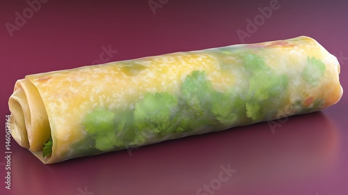 Fresh Vietnamese summer roll closeup shot