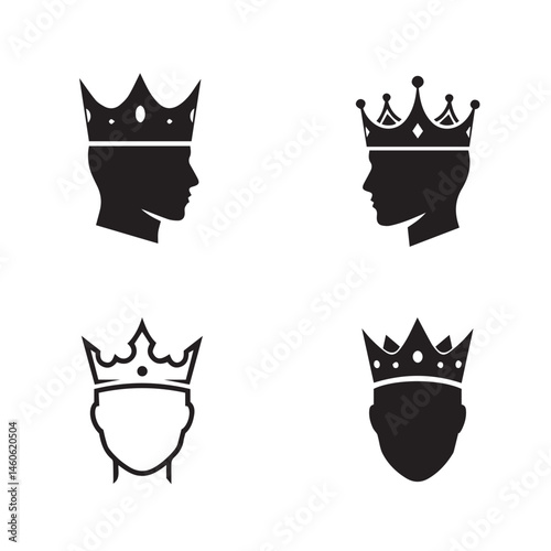 Hand drawn crown silhouettes perfect premium brand logo elite clothing label art

