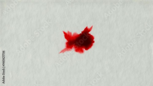 Red liquid blooms and spreads on a white surface, creating organic, absorbent patterns