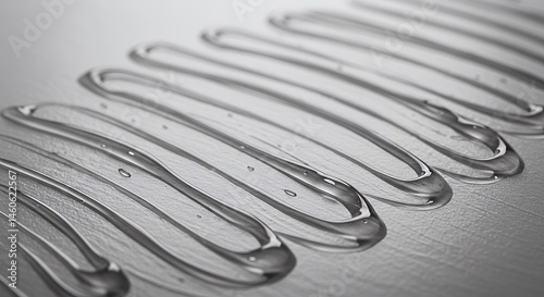 Macro View Thick Translucent Gel Streaks on Textured White Surface With Soft Illumination Highlighting Thickness Variations Suitable for Beauty and Skincare Concepts