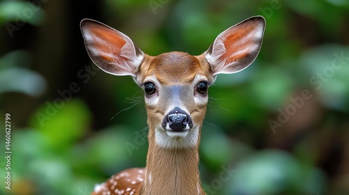 A close-up of a deer's head and neck