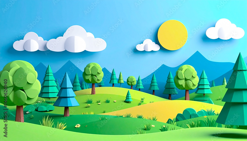 Fototapeta premium Sunny 3D Landscape