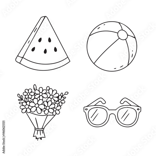 Palm tree with cocktail and beach ball design great for tropical holiday artwork

