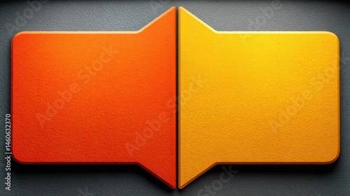 Yellow and orange arrow signifying minimalist reversal icon concept for clean shift in market trends and financial growth
