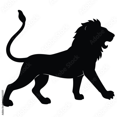 A Lion Stretching After a Long Nap Silhouette Vector