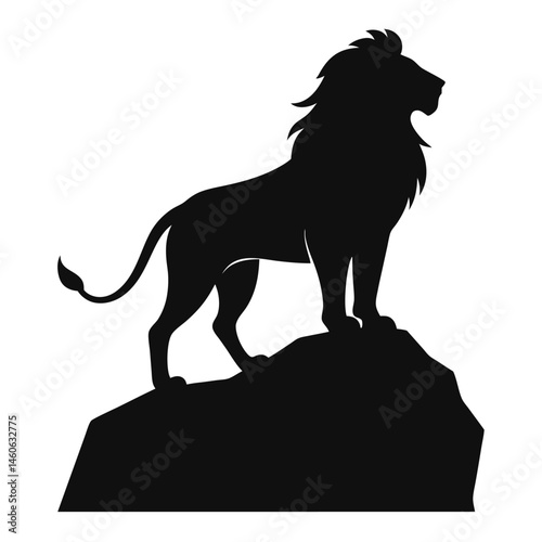 A Lion Standing Tall on Top of a Rock Silhouette