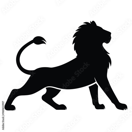 A Lion Stretching After a Long Nap Silhouette Vector