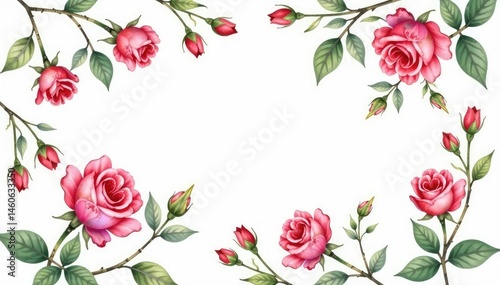 Delicate watercolor rose buds, leaves & vines repeat seamlessly , seamless, summer, wallpaper