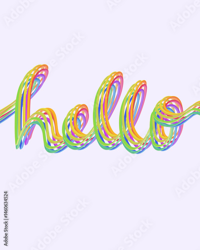 grafity of hello with rainbow arrows textured for greeting card