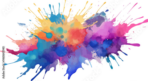 Color Explosion Paint Splash Background, Vibrant Abstract Ink Blot Artwork