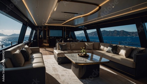 Luxurious and private yacht interior lounge