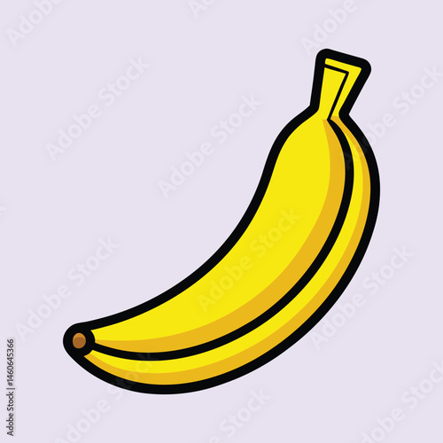 A Single Ripe Yellow Banana Cartoon Illustration