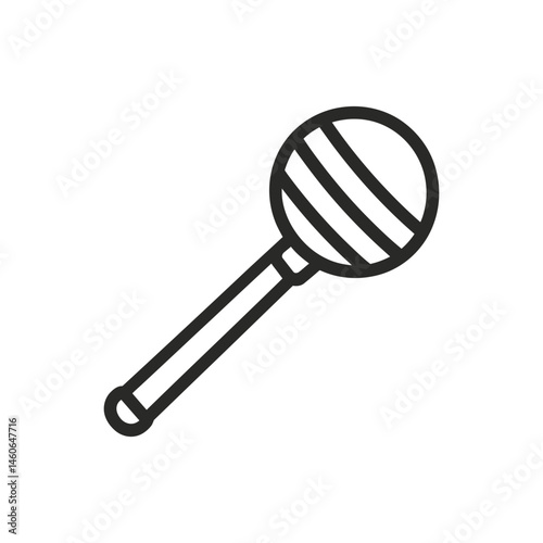 Minimal Rattle Outline Icon with Curved Lines on Transparent Background Design