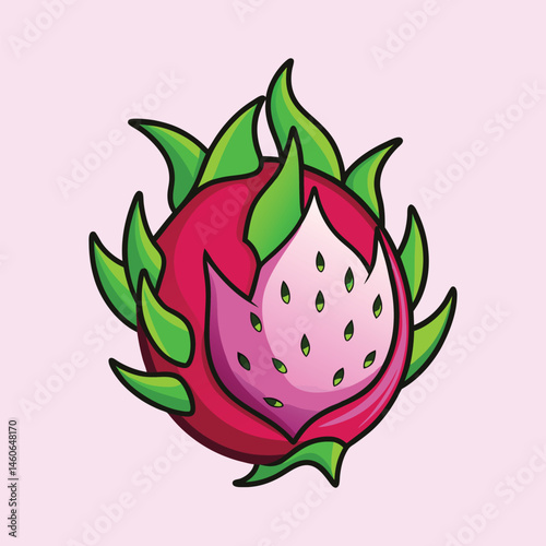 Vibrant Illustration of a Dragon Fruit a Delicious Tropical Treat