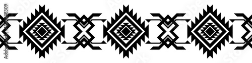 Ethnic tribal Aztec stripe background. Seamless tribal black and white pattern, folk embroidery, tradition geometric Aztec ornament.