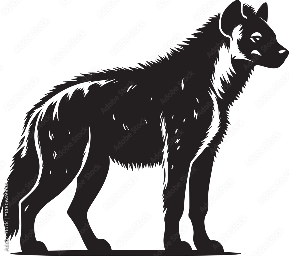 Fototapeta premium a hyena silhouette vector illustration white background