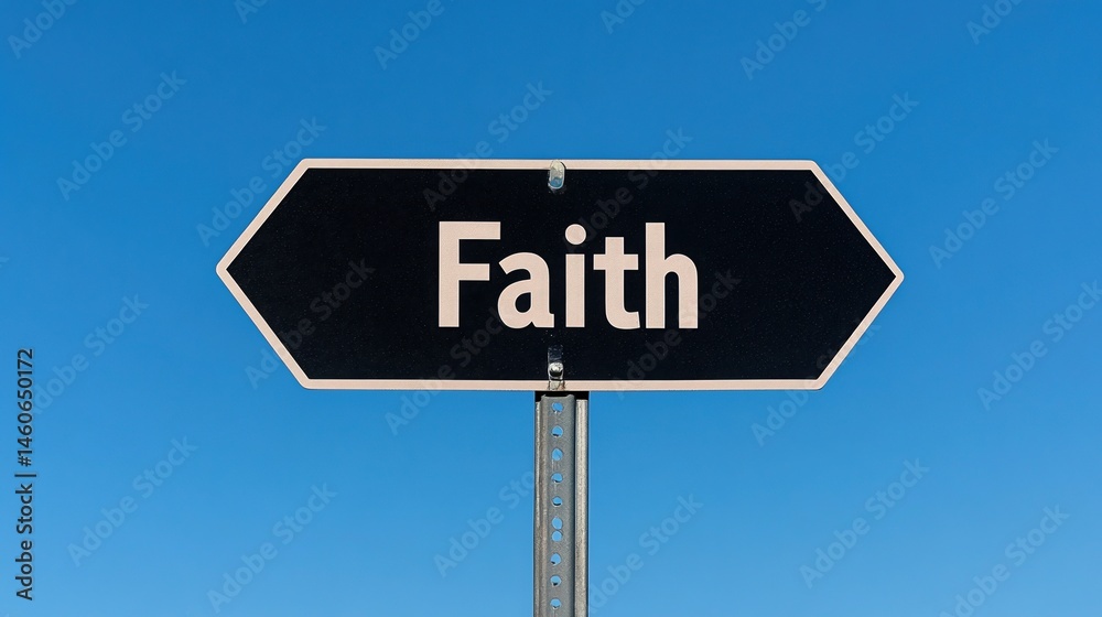 Faith's Guiding Path: A stark signpost pointing the way forward, the word Faith's Guiding Path: A stark signpost pointing the way forward, the word