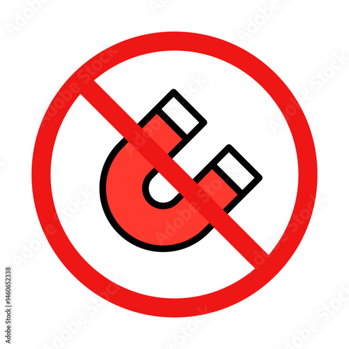 No Magnet Sign on White Background