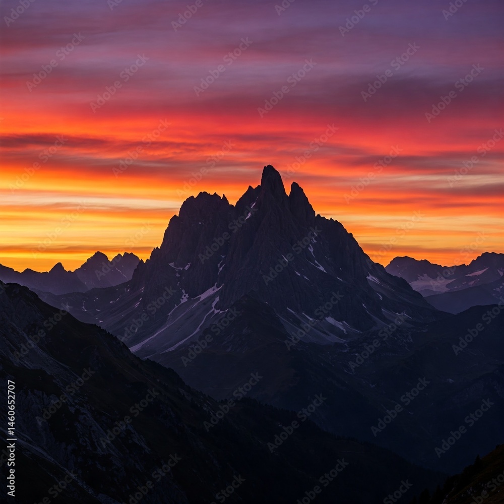 Naklejka premium Fiery Peaks At Twilight 