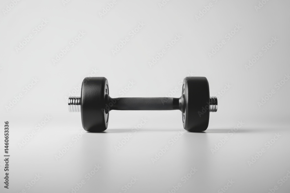 Fototapeta premium Single black dumbbell on a white background