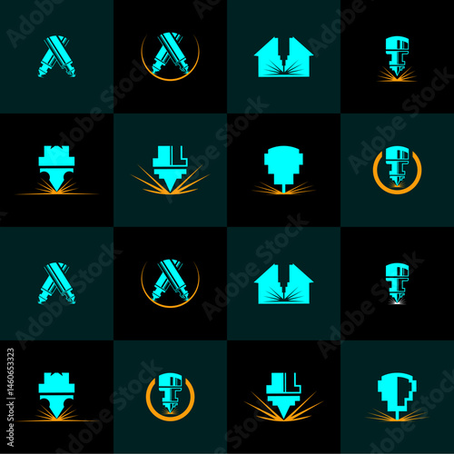 laser cutting logo designs, editable laser cutting icons, cnc logo designs, symbols, graphics
