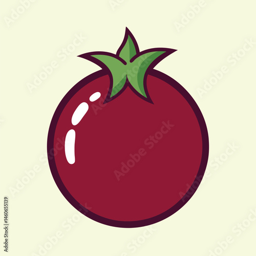 A Single Red Tomato Illustration with Green Stem