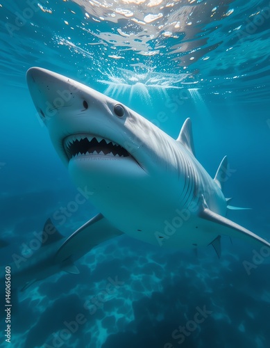 Shark in Blue Ocean Water
