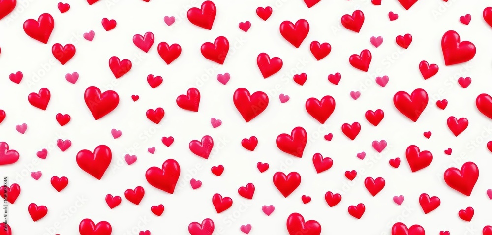 Charming seamless pattern of tiny red and pink hearts on white background, art, digital Charming seamless pattern of tiny red and pink hearts on white background, art, digital