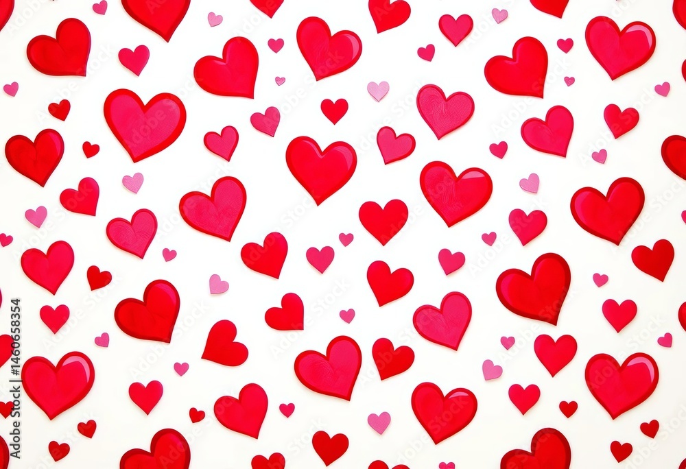 Charming seamless pattern of tiny red and pink hearts on white , pink, romantic Charming seamless pattern of tiny red and pink hearts on white , pink, romantic