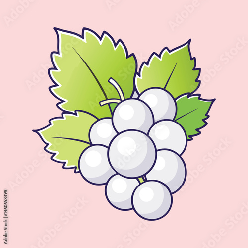 A Delightful Bunch of White Grapes with Lush Green Leaves