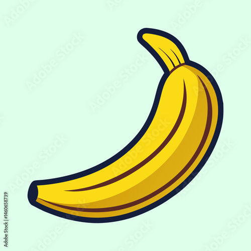 A Single Yellow Banana Fruit Illustration with a Cartoon Style