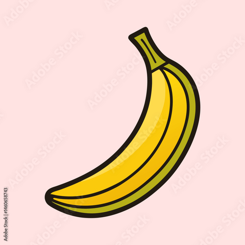 A Single Ripe Yellow Banana Fruit Illustration Simple Cartoon Style Graphic Design