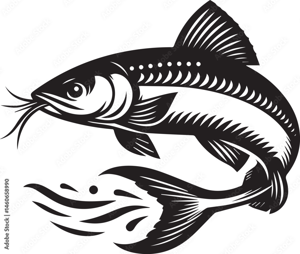 Fototapeta premium vector illustration of a fish white background