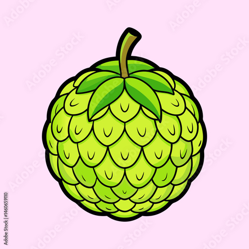 A vibrant illustration of a cherimoya fruit a tropical delicacy with a unique texture and sweet flavor