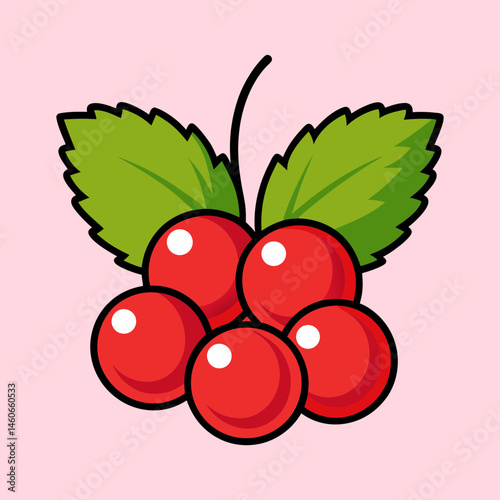 A Delightful Cluster of Red Currants with Lush Green Leaves