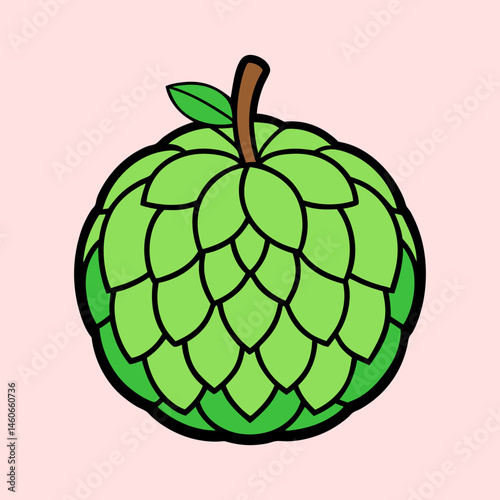 A delightful illustration of a cherimoya fruit a tropical delicacy with a unique texture and sweet flavor
