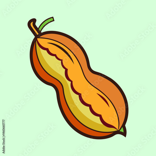 A Vibrant Illustration of a Single Peanut in its Shell Showing the Nut Inside a Detailed and Colorful Cartoon Style