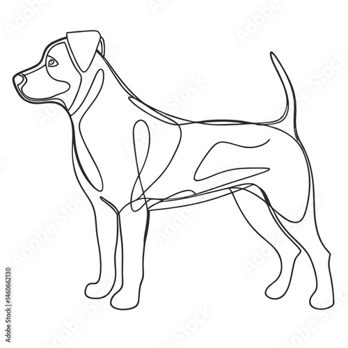 Simple continuous line drawing of a dog - minimalist one-line artwork capturing canine essence with elegant continuous stroke in contemporary style.