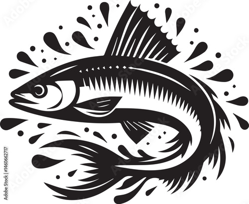 vector illustration of a fish white background