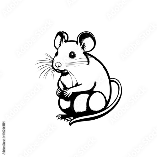 Charming illustrated depiction of a small rodent isolated on white background