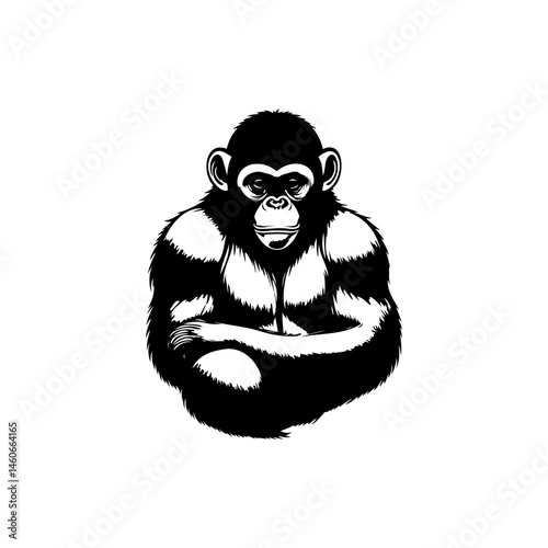 Monochrome depiction showcasing the unique characteristics of a primate