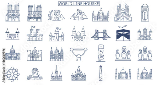 Iconic World Landmarks A Collection of Architectural Line Drawings