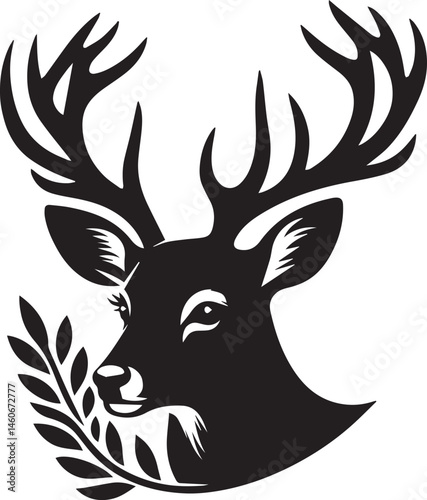 deer head vector art illustration white background