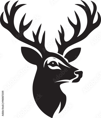 deer head vector art illustration white background
