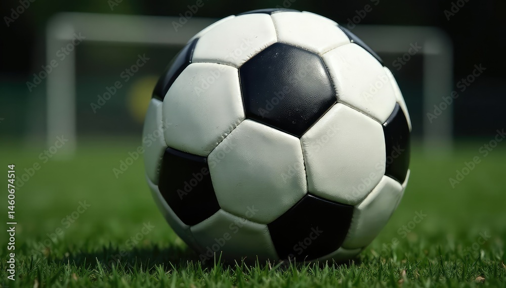 Obraz premium Close-up of classic black and white soccer ball, black and white, classic