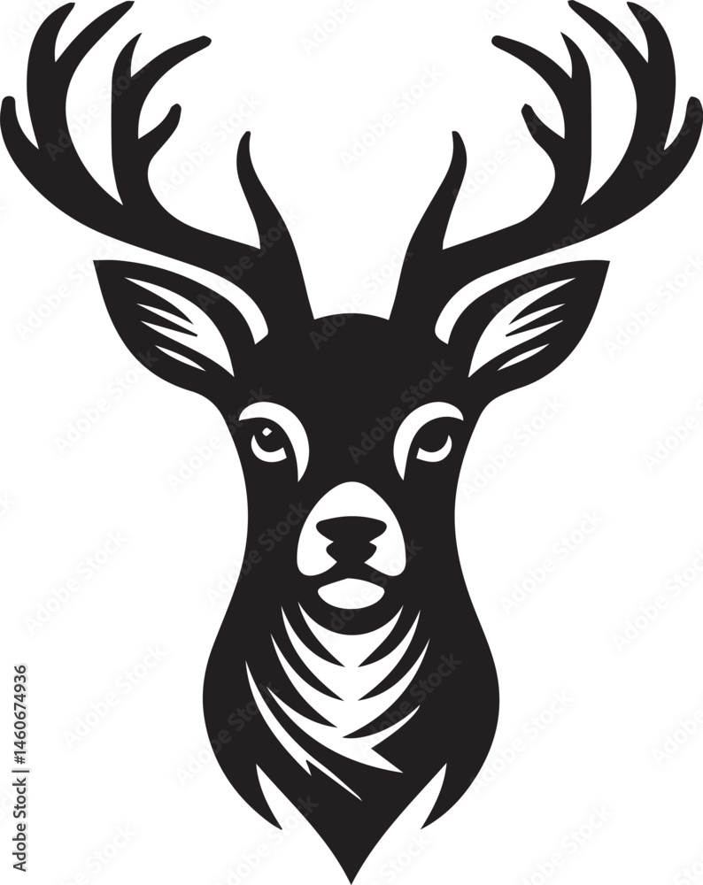 Naklejka premium deer head vector art illustration white background