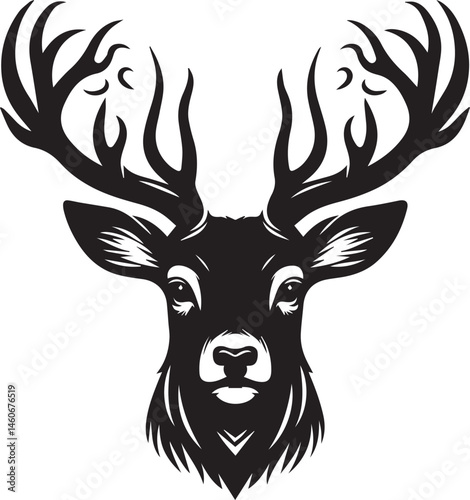 deer head vector art illustration white background