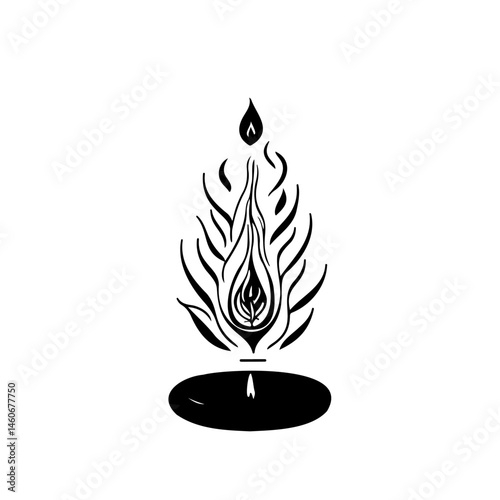 Stylized candle flame illustration evoking warmth and illumination symbol